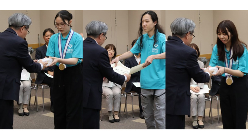 賞状･メダル･副賞の授与【金賞】門司 亜桐 選手　山本 朝陽 選手　知念 光南 選手